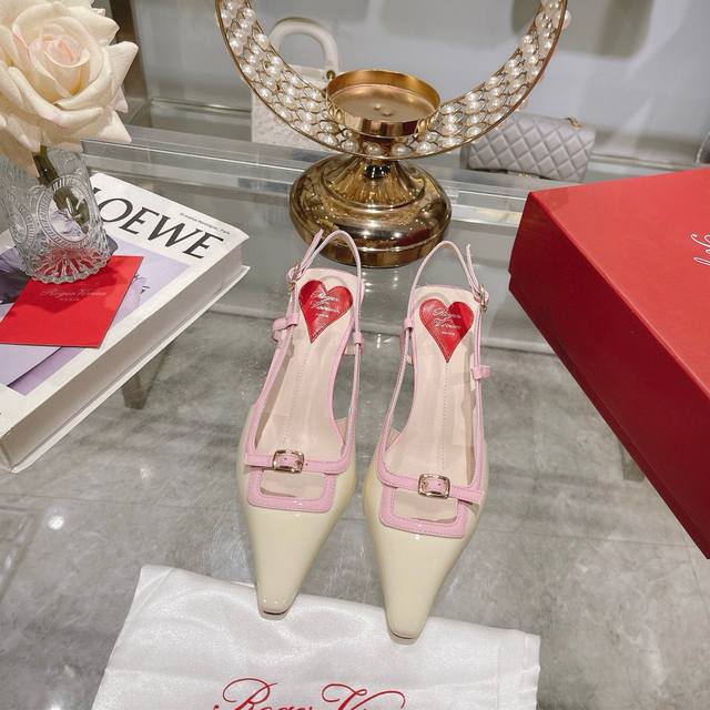 Factory Roger Vivier 25 New Rv Women's Shoes Mini Buckle Slingback Sandals Paten