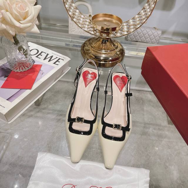 Factory Roger Vivier 25 New Rv Women's Shoes Mini Buckle Slingback Sandals Paten