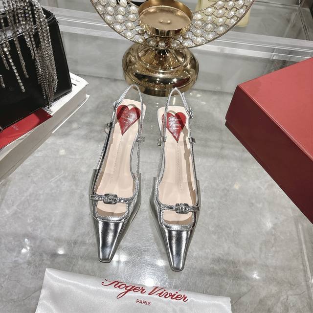 Factory Roger Vivier 25 New Rv Women's Shoes Mini Buckle Slingback Sandals Paten