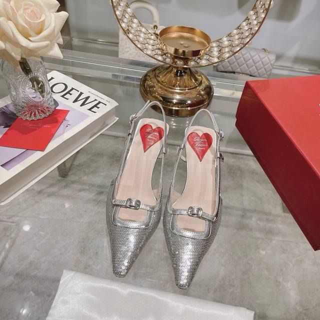 Factory Roger Vivier 25 New Rv Women's Shoes Mini Buckle Slingback Sandals Paten
