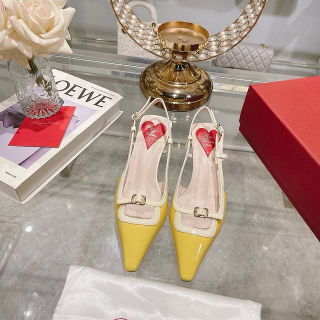 Factory Roger Vivier 25 New Rv Women's Shoes Mini Buckle Slingback Sandals Paten