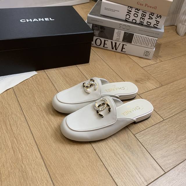 Single Shoes Slippers 251 Chane* Chanel 2025 New Product Double C Letter Buckle