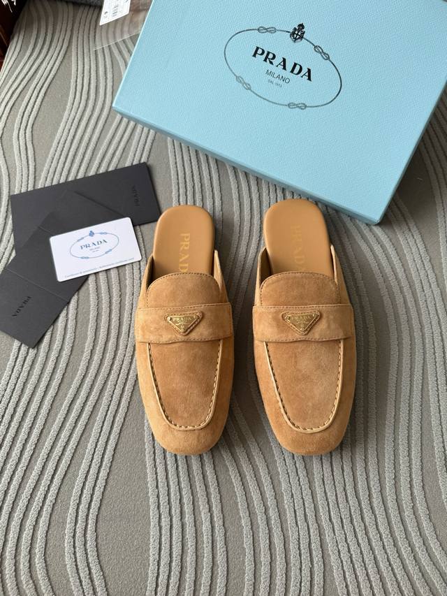 Purchasing Level Prada 25Ss Prada Catwalk Triangle Half Slippers Hot Style Catwa