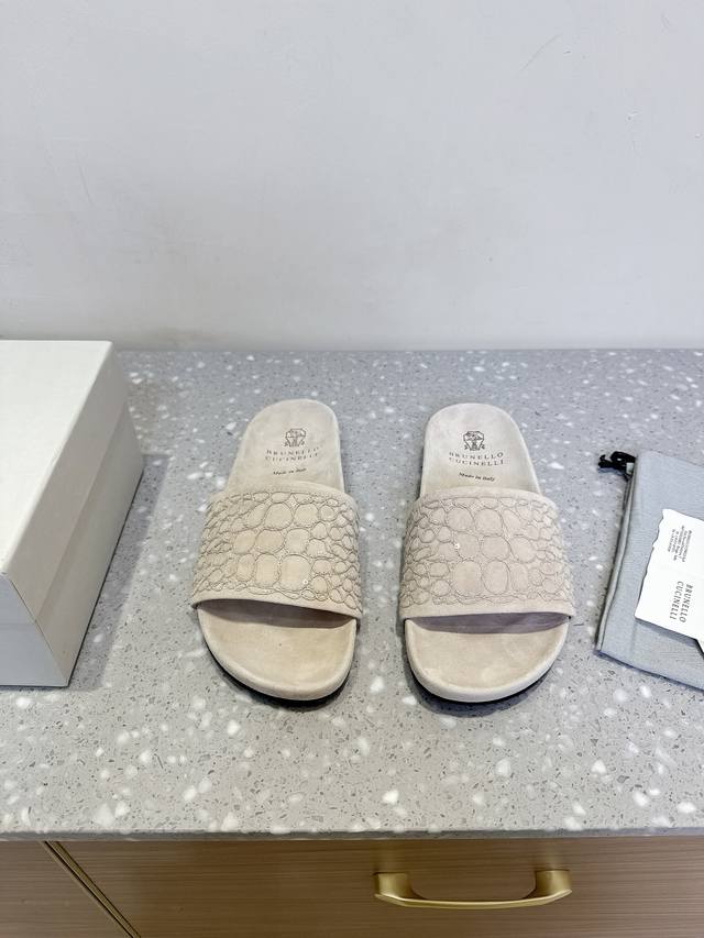 brunello Cucinelli 25Ss New Spring And Summer Woven Slippers Minimalist Style