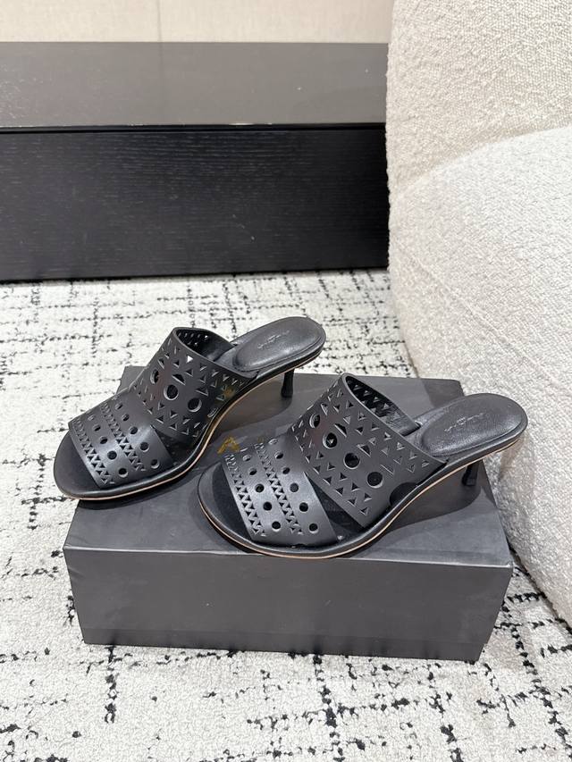 alaska Alaya 25 Spring And Summer's Latest Perforated Hollow Kitten Heel Sand