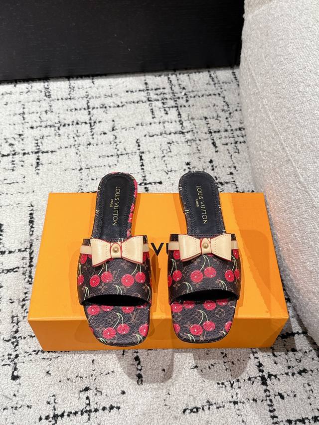 louisvuitton 25Summer Limited Edition Cherry Style Bow Flat Sandals The Lates