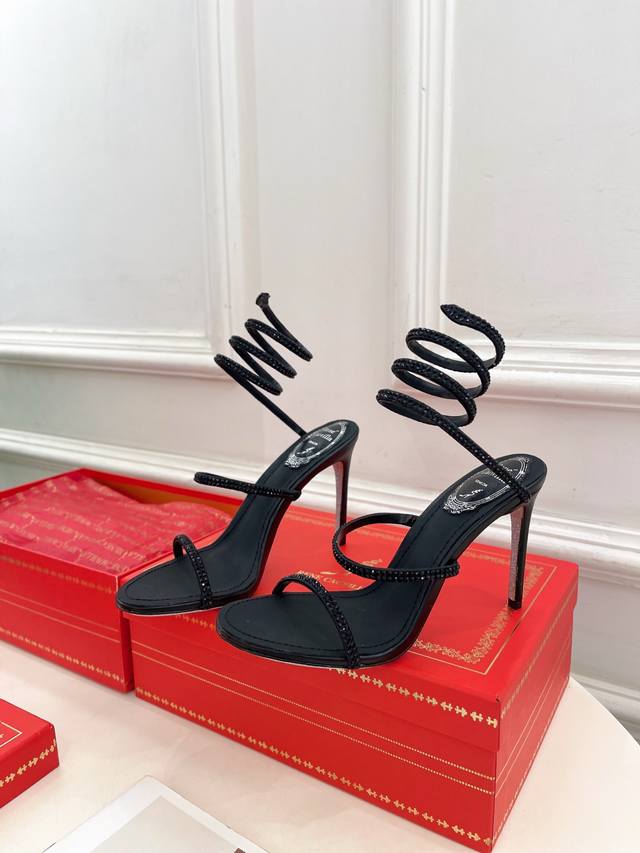 rene Caovilla25Ss Latest Rc Snake-Shaped Cleo Crystal Diamond High-Heeled San