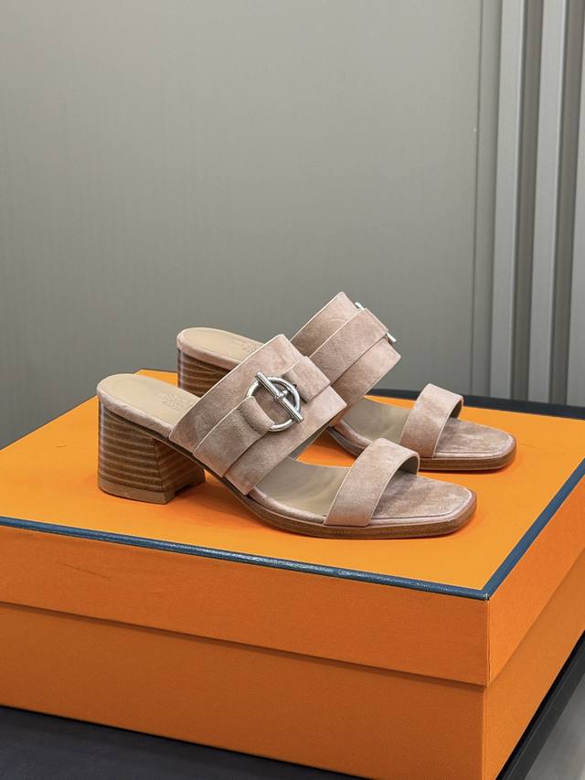 hermes Kute Sandals New Arrival Calfskin High-Heeled Sandals With Iconic Glen