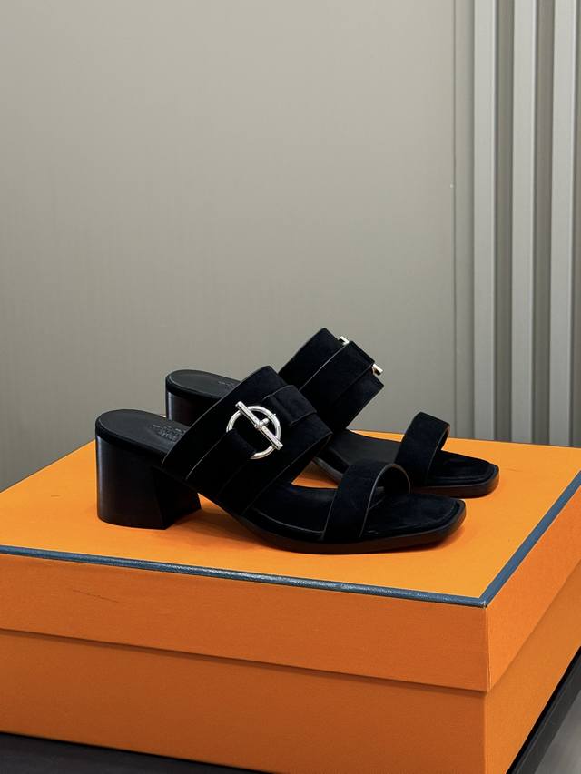 hermes Kute Sandals New Arrival Calfskin High-Heeled Sandals With Iconic Glen