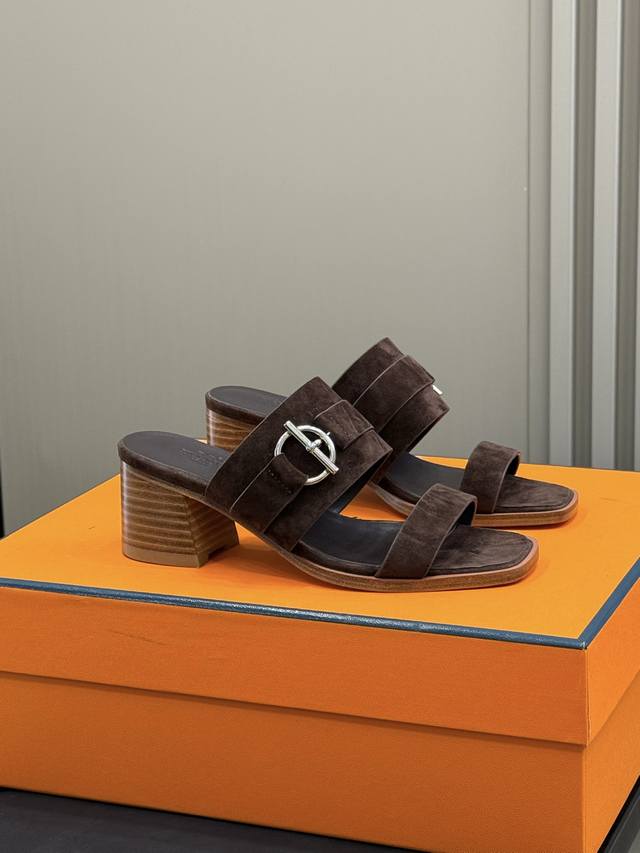 hermes Kute Sandals New Arrival Calfskin High-Heeled Sandals With Iconic Glen