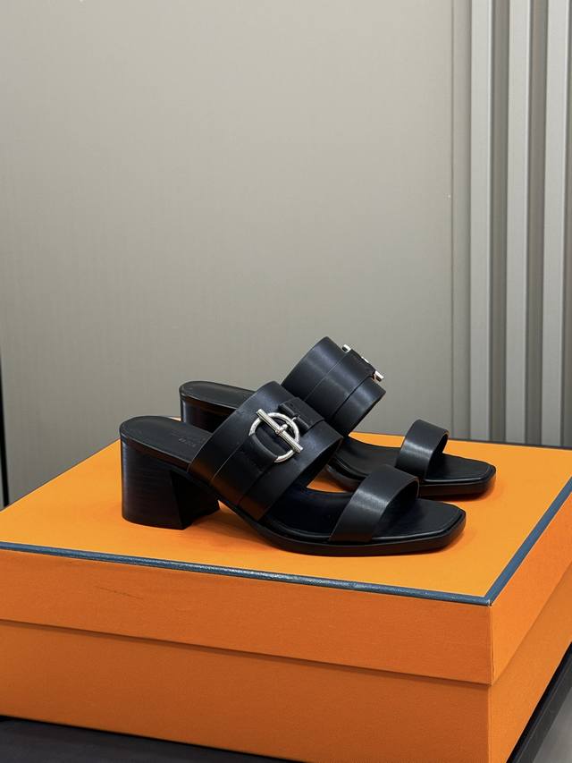 hermes Kute Sandals New Arrival Calfskin High-Heeled Sandals With Iconic Glen
