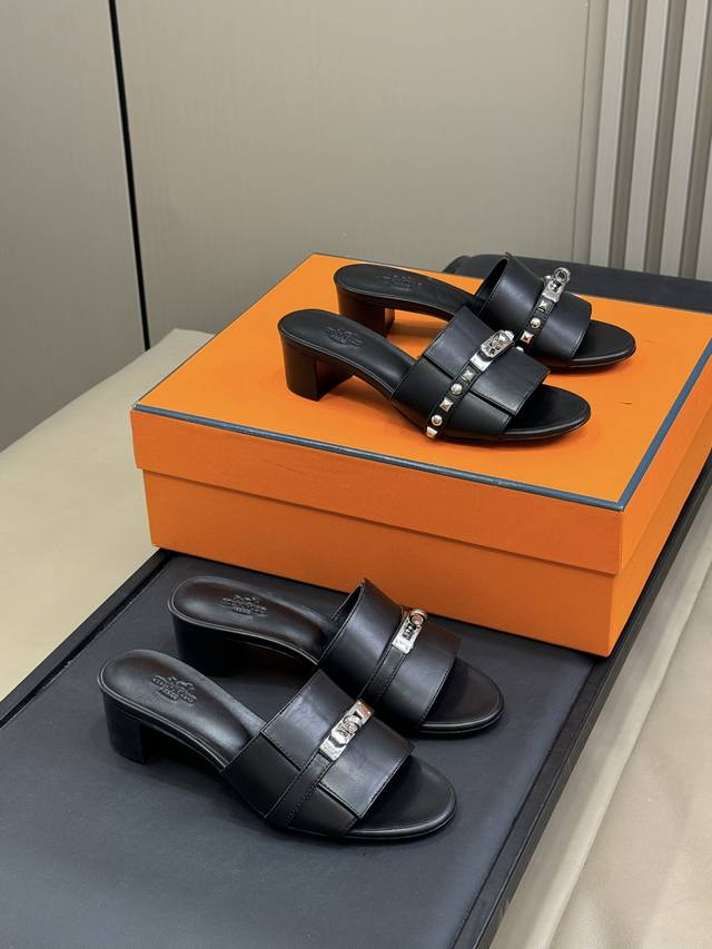herms Ss25 Suede Slippers New Arrival Gentle Suede With Tough Rivet Design, U