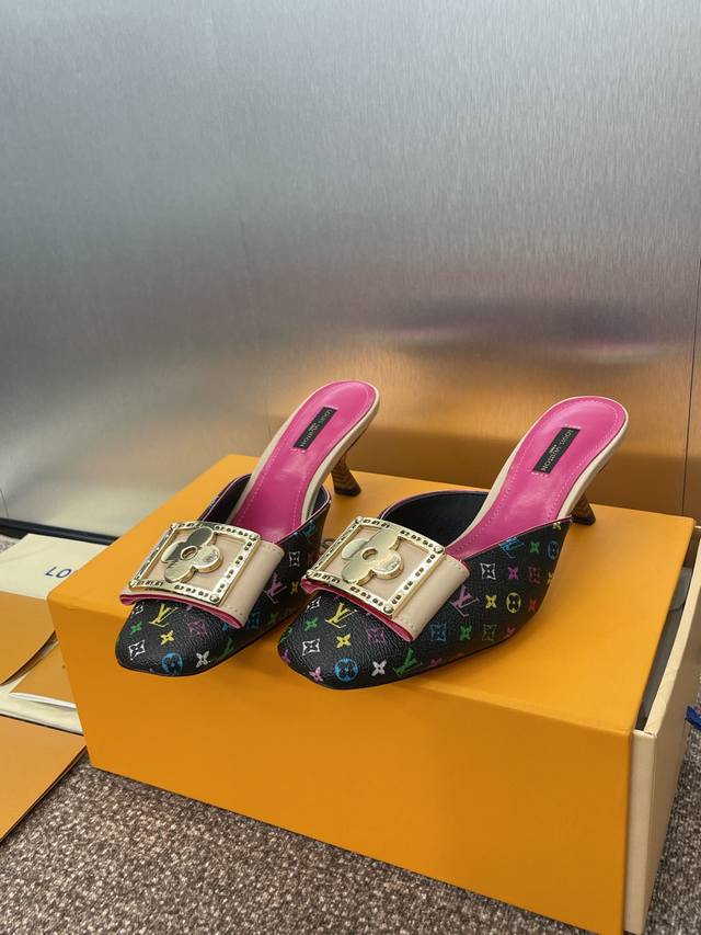 louis Vuitton 2025 Spring And Summer New Style Kitten Heel Jelly Color Women'