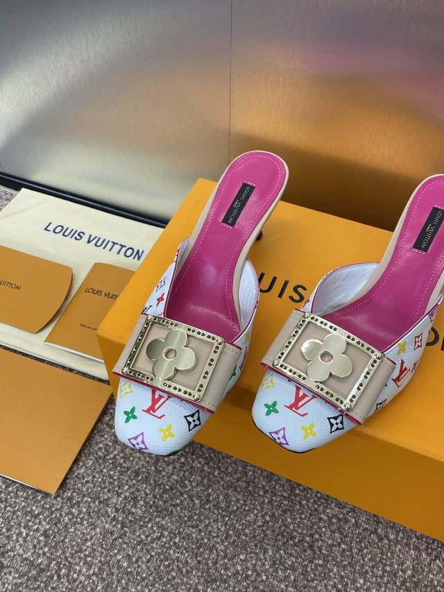 louis Vuitton 2025 Spring And Summer New Style Kitten Heel Jelly Color Women'
