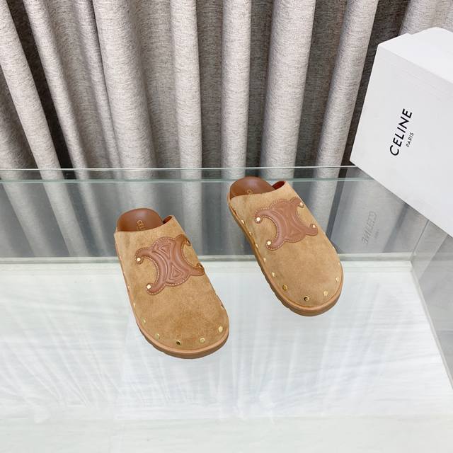 celine Celine 25Ss Spring And Summer New Half-Covered Mules Arc De Triomphe B