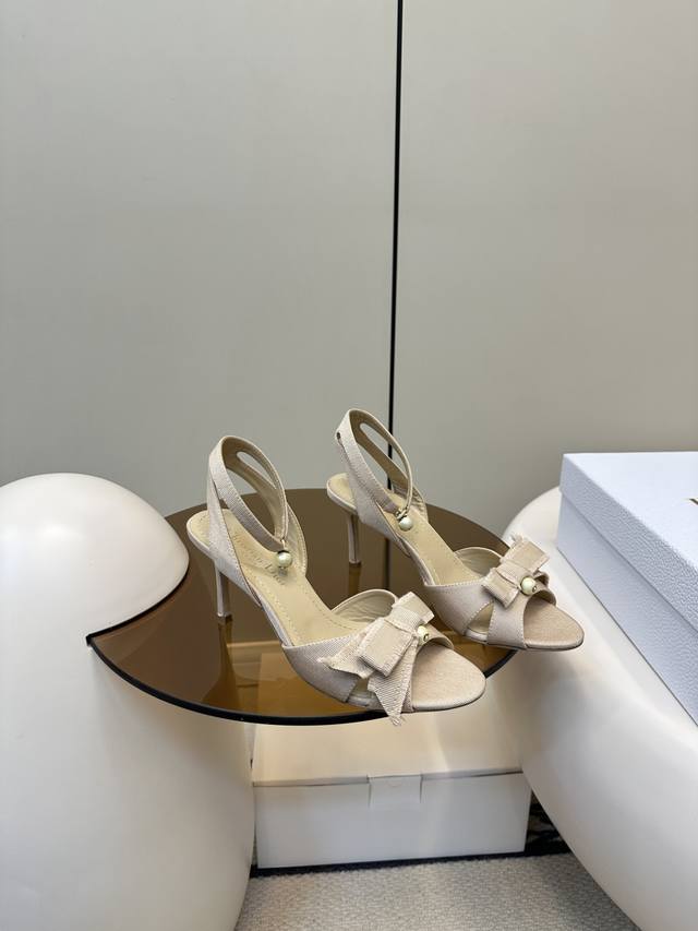 Top Original With Airplane Box Dior New Ballet Shoes Cd Pearl Buckle High-Heeled