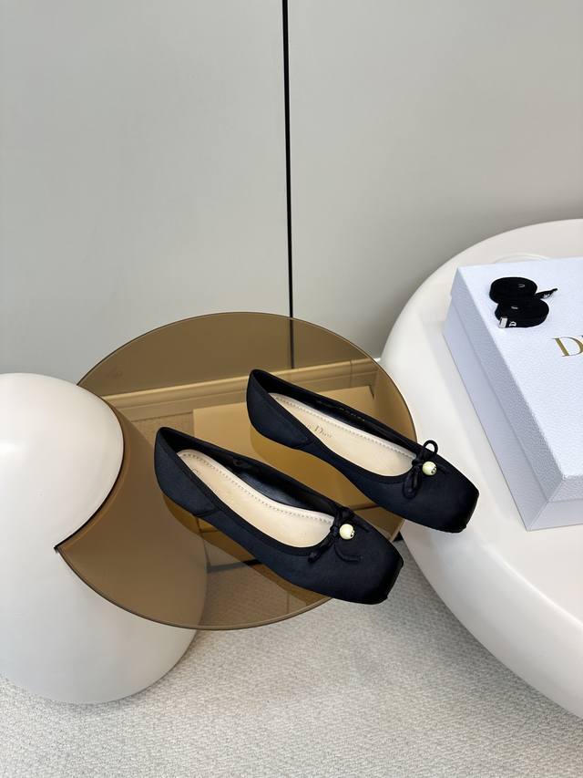 Top Quality Original Shoes With Airplane Box Dior New Ballet Shoes Cd Pearl Buck