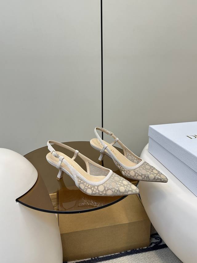Top Original With Airplane Box Dior New Kitten Heel Sandals New Hot Diamond Kitt