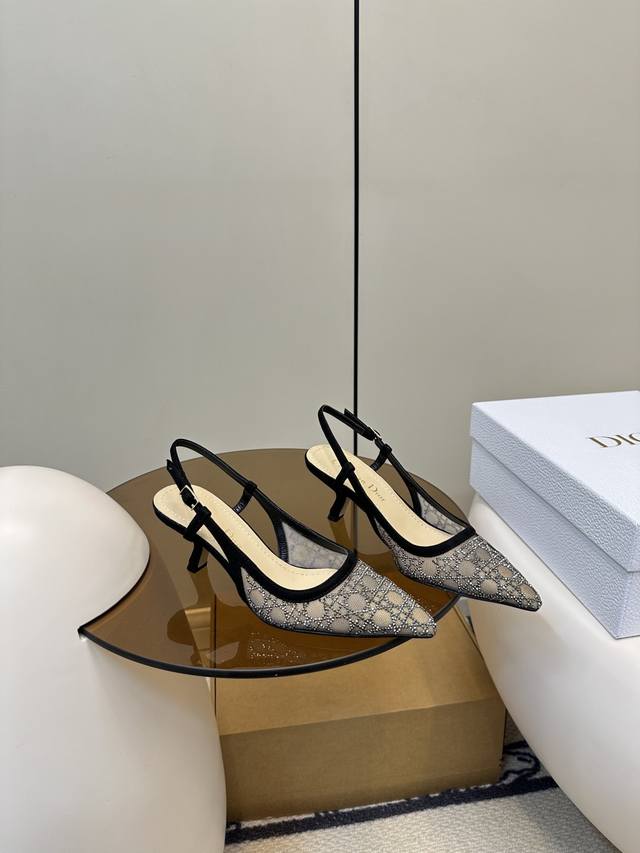 Top Original With Airplane Box Dior New Kitten Heel Sandals New Hot Diamond Kitt