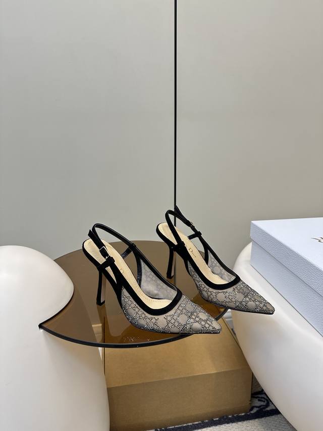 Top Original With Airplane Box Dior New Kitten Heel Sandals New Hot Diamond Kitt
