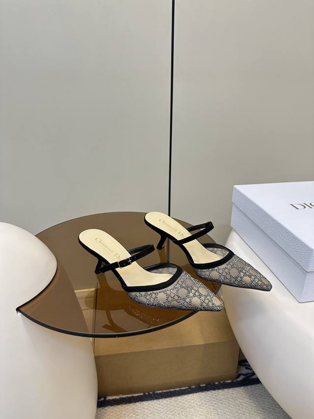 Top Original With Airplane Box Dior New Kitten Heel Sandals New Hot Diamond Kitt