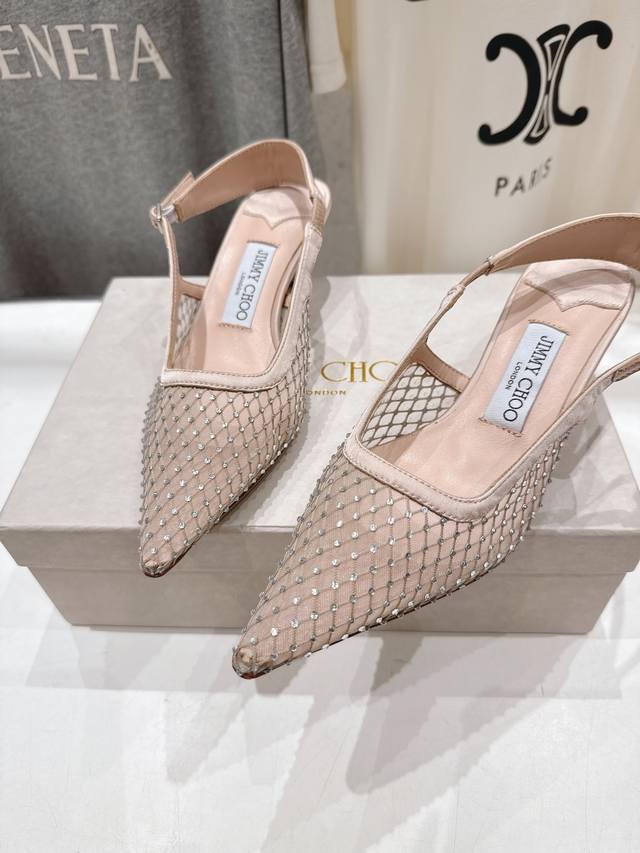 High Version Factory Jimmy Choo* Jc Jimmy Choo 2025Ss New Simple Pointed Mesh Di