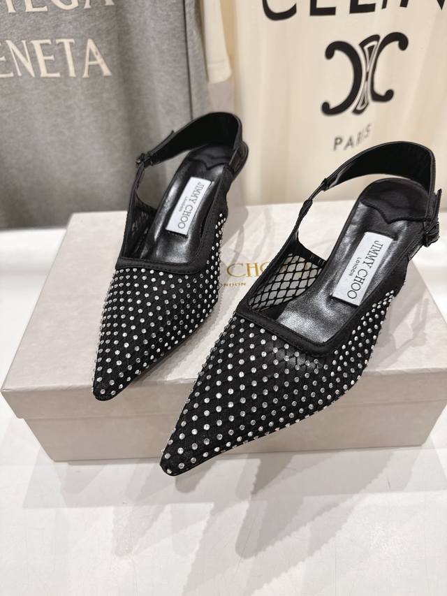 High Version Factory Jimmy Choo* Jc Jimmy Choo 2025Ss New Simple Pointed Mesh Di