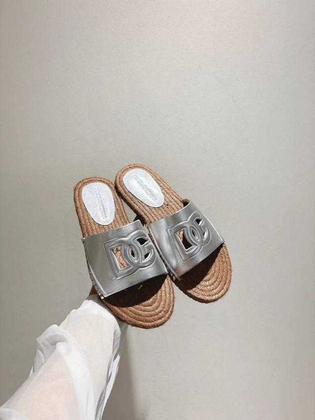 dg New 35-43 Size Hemp Rope Bottom Slippers With Sheepskin Print Lining
