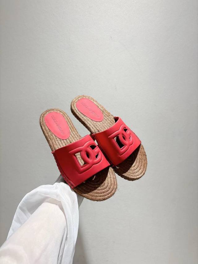 dg New 35-43 Size Hemp Rope Bottom Slippers With Sheepskin Print Lining And F
