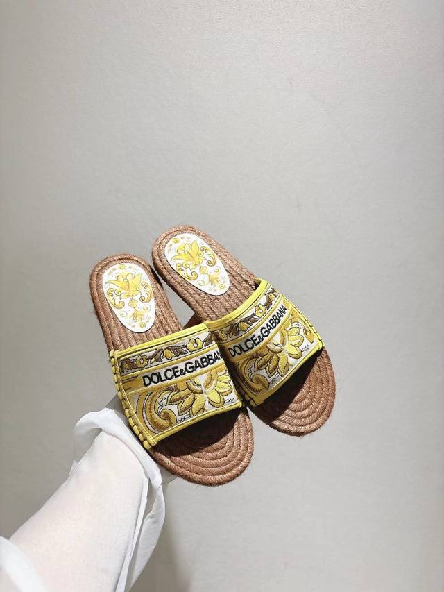 dg New 35-43 Size Hemp Rope Bottom Slippers With Sheepskin Print Lining And F