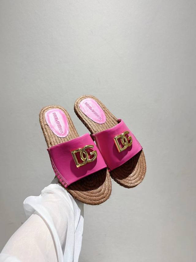 dg New 35-43 Size Hemp Rope Bottom Slippers With Sheepskin Print Lining And F