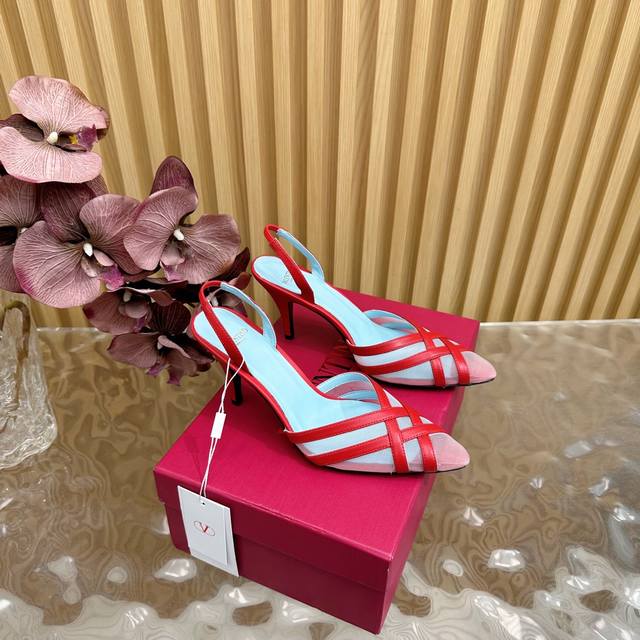 2025 Catwalk High Version Valentino Fish Scale Diamond High Heel Sandals With