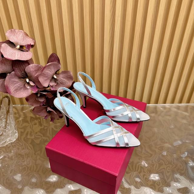 2025 Catwalk High Version Valentino Fish Scale Diamond High Heel Sandals With