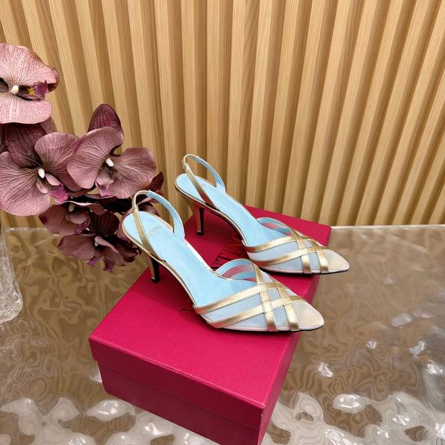 2025 Catwalk High Version Valentino Fish Scale Diamond High Heel Sandals With