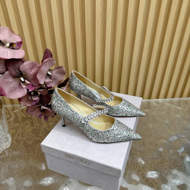 jimmy Choo Jimmy Choo Classic Diamond Chain Pointed High-Heeled Slippers The