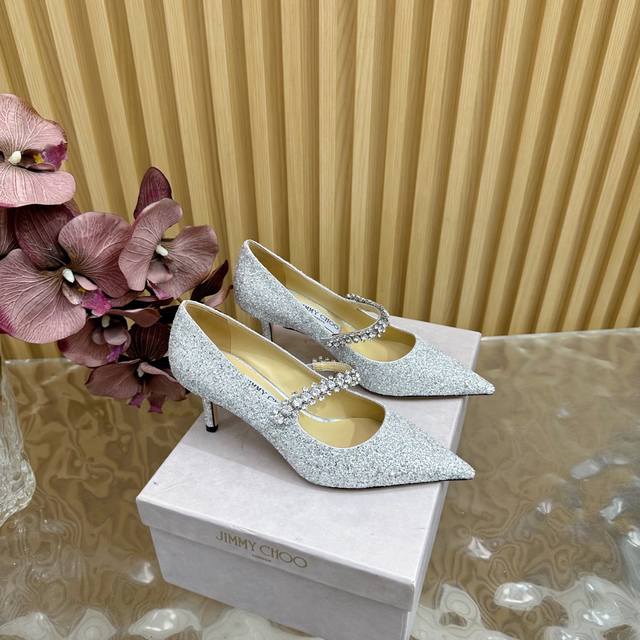 jimmy Choo Jimmy Choo Classic Diamond Chain Pointed High-Heeled Slippers The