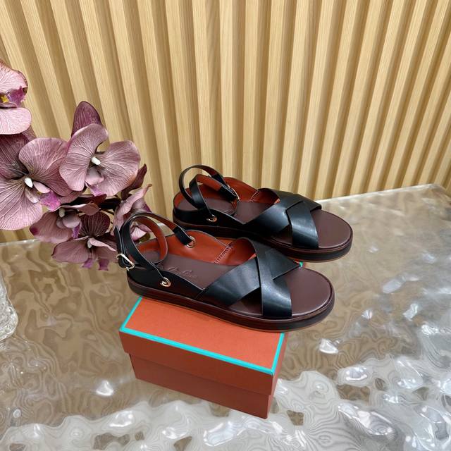 2025 Summer New Loro Piana Lp Classic Retro Beautiful Roman Cross Sandals Sim