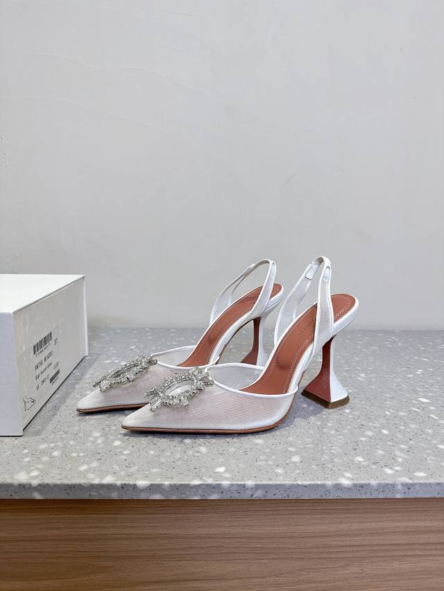 amina Muaddi Amina 25Ss Spring And Summer New Lace Rhinestone Pointed High He