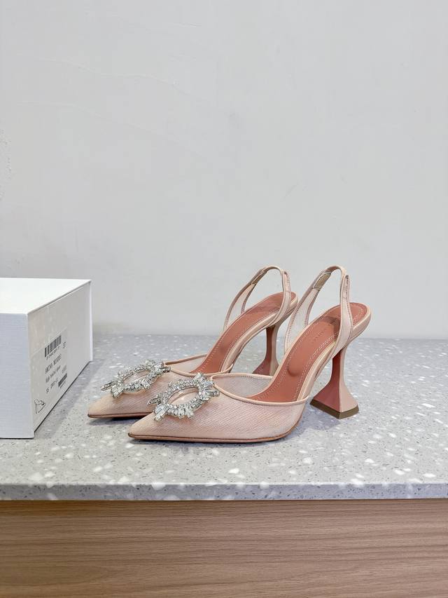 amina Muaddi Amina 25Ss Spring And Summer New Lace Rhinestone Pointed High He
