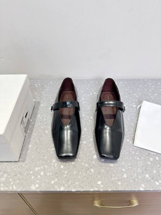 hidemi Niche 25Ss Spring And Summer New Square Toe Flat Shoes Imported Calfsk