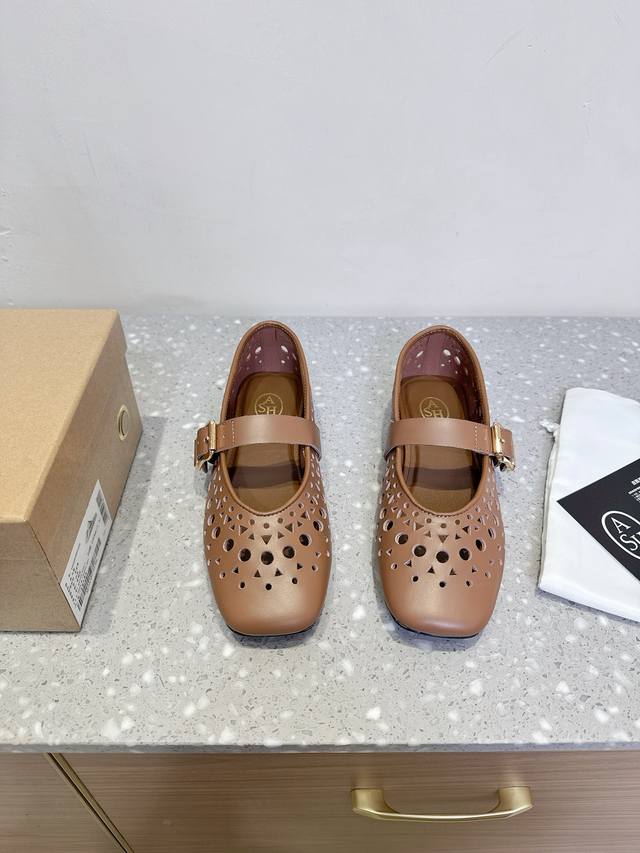 ash Niche Fashion Brand 25Ss New Spring And Summer Hollow Flat Mary Jane Shoe
