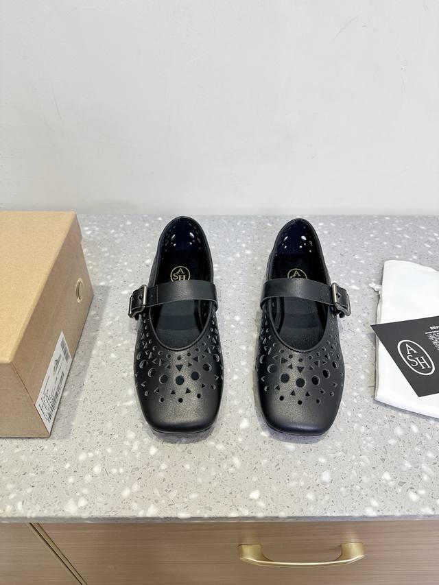 ash Niche Fashion Brand 25Ss New Spring And Summer Hollow Flat Mary Jane Shoe
