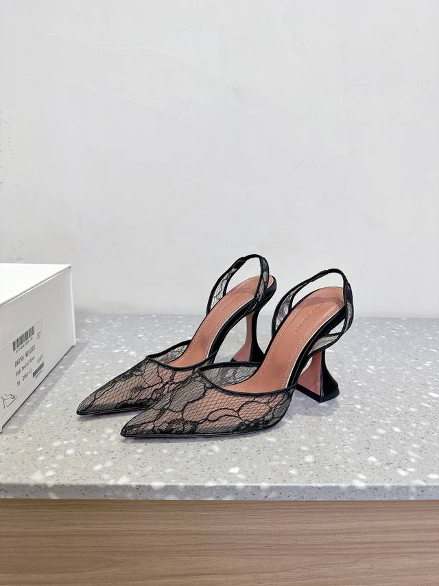 amina Muaddi Amina 25Ss Spring And Summer New Lace Pointed High Heels Series