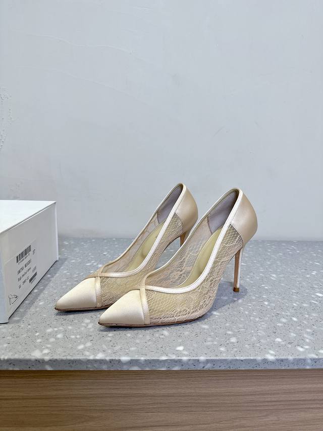 amina Muaddi Amina 25Ss Spring And Summer New Lace Pointed High Heels Series