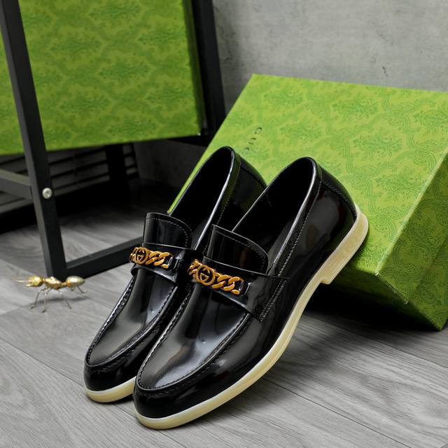 Ferragamo -High-end quality original formal leather shoes -Upper: open-edge bead