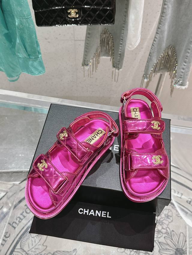 Factory price P Chane* new double C flip-up diamond flat slippers are a must-hav