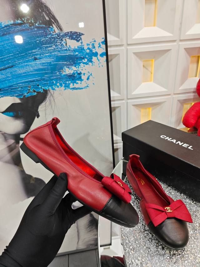 factory price Pp: Recently popular Angora red Chanel small leather shoes loafers