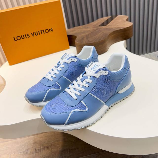 LV Run Away sneakers, this model is made of top-grain cowhide, with a wedge-shap