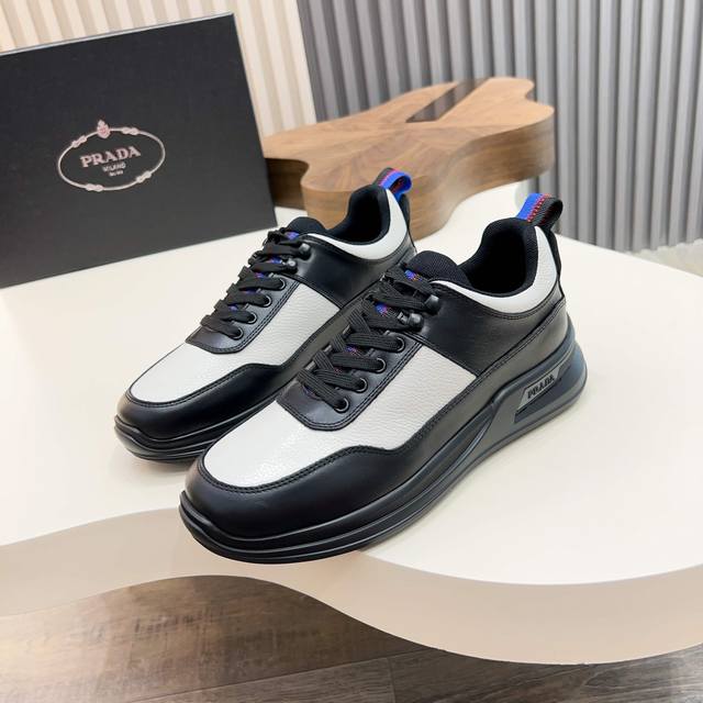 Prada men's new sports casual shoes, the upper of this sports shoe is made of im