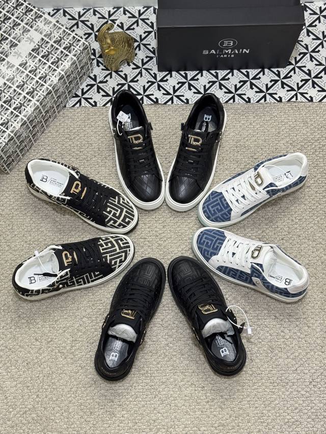Balmain new men's sports casual shoes, fashionable and trendy, imported cowhide